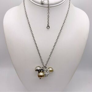 J. Crew Pearl and Jeweled Cluster Pendant Necklace